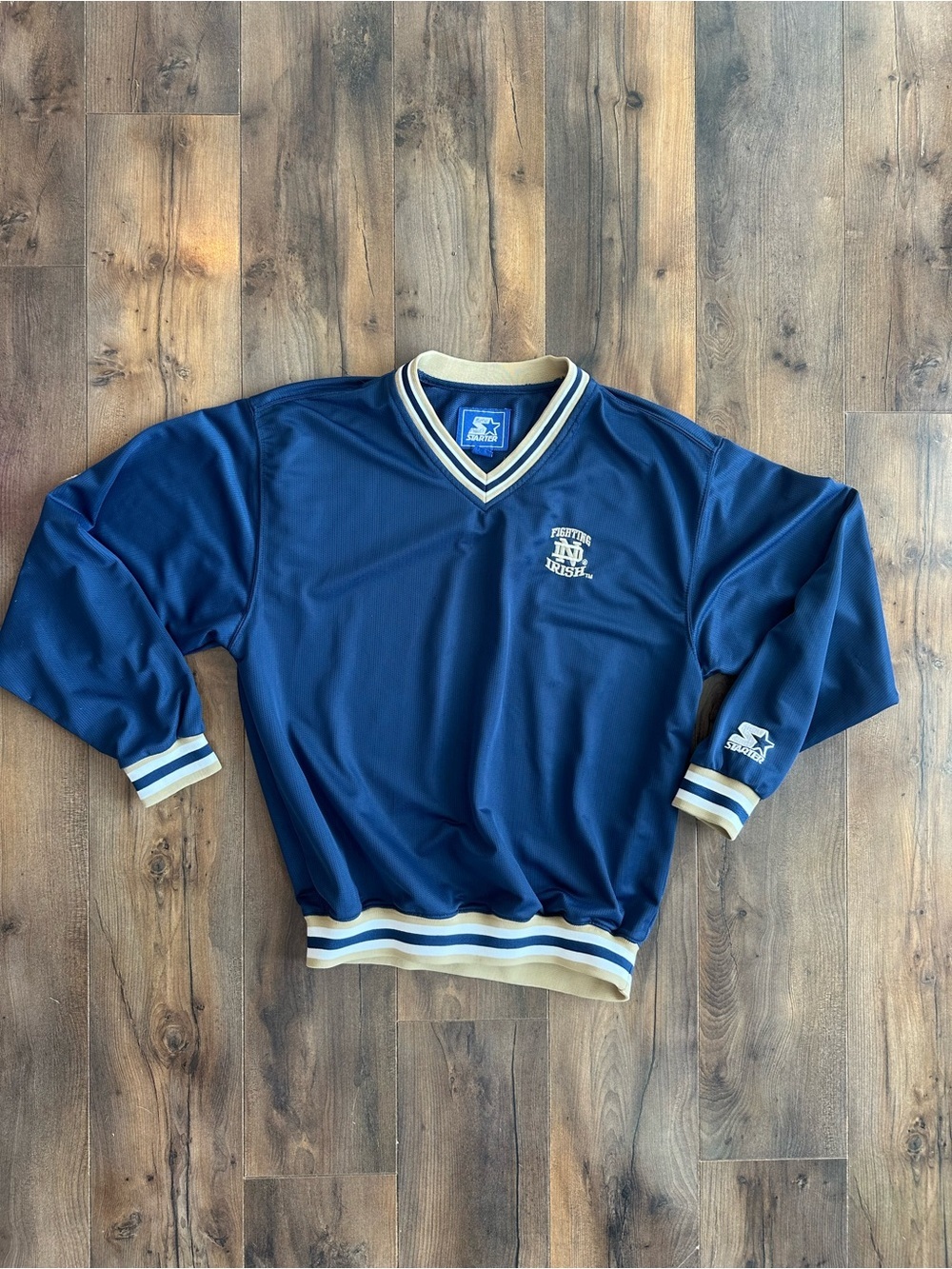 Vintage Starter Notre Dame Fighting Irish Pullover V-Neck Jacket Large